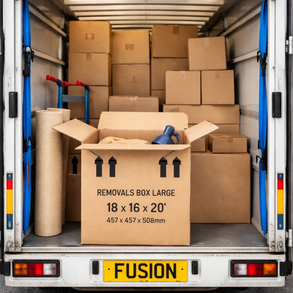 Removals Box Large 18x18x20 457x457x508mm - Lorry Load - Fusion Office UK Removals Box Large 18x18x20 457x457x508mm - Lorry Load - Fusion Office UK