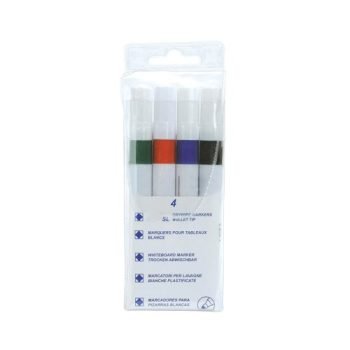 Drywipe Whiteboard Slim Markers Assorted Bullet 2mm Tip (WBSL) 8710WT4 - Pack 4