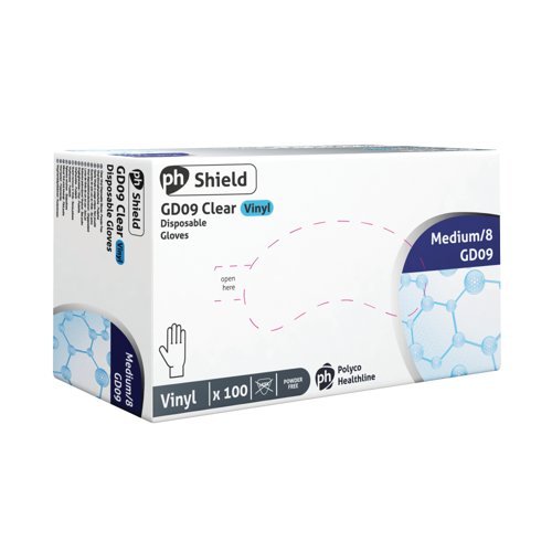 Vinyl Gloves Powder Free Clear Medium - Pack 100
