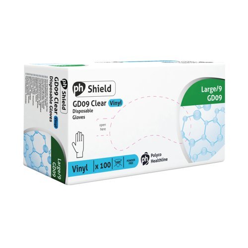 Vinyl Gloves Powder Free Clear Large - Pack 100