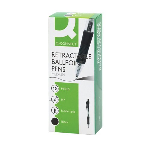 Retractable Gel Rollerball Pens 0.7mm Black K3-01 - Pack 10
