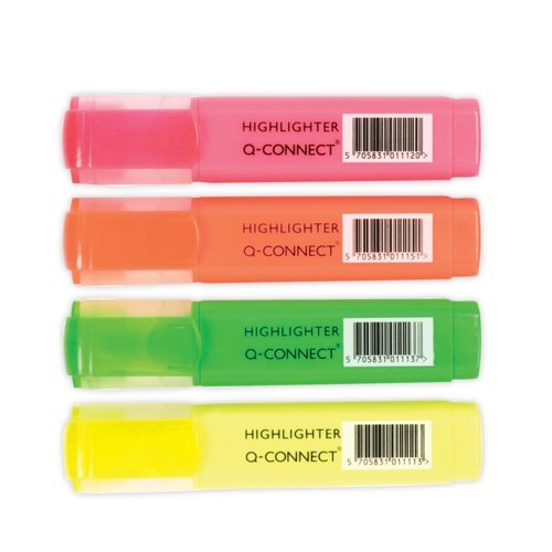 Highlighters Assorted Wallet 4 Chisel Tip