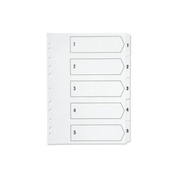 1-5 Plastic Index White A4