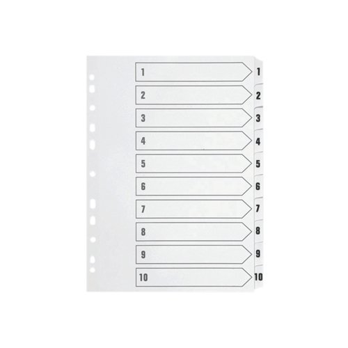 1-10 Plastic Index White A4