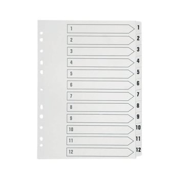1-12 Plastic Index White A4