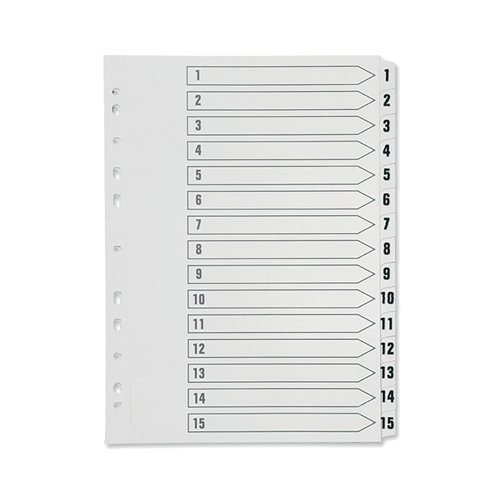 1-15 Plastic Index White A4