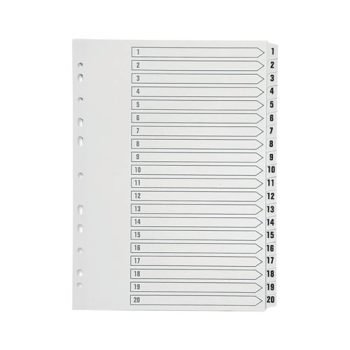 1-20 Plastic Index White A4