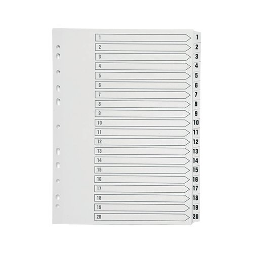 1-20 Plastic Index White A4
