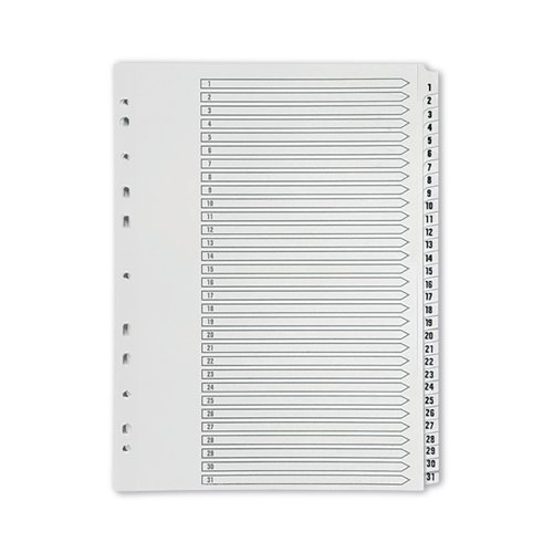 1-31 Plastic Index White A4