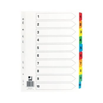 Index Dividers A4 1-10 Colour A4 Mylar Tabs