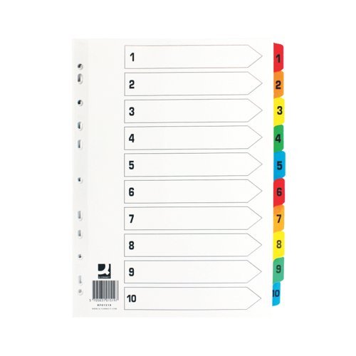 Index Dividers A4 1-10 Colour A4 Mylar Tabs