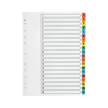 Index Dividers A4 1-20 Colour A4 Mylar Tabs