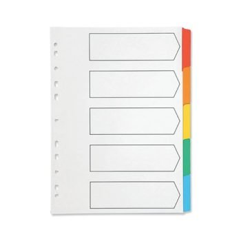 Subject Dividers A4 5 Part Colour A4 Mylar Tabs