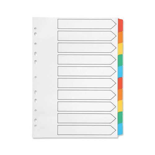 Subject Dividers A4 10 Part Colour A4 Mylar Tabs
