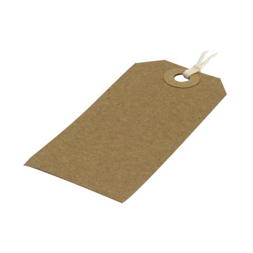Ticket Label Strung Tags 82x41mm Buff/Brown - Pack 1000