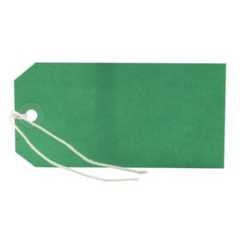 Ticket Label Strung Tags 120x60mm Green - Pack 1000