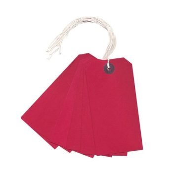 Ticket Label Strung Tags 120x60mm Red - Pack 1000