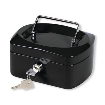 Metal Cash Box 150mm Black (6 inch) Key Lock CBBK6 - Each