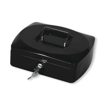 Metal Cash Box 250mm Black (10 Inch) Key Lock CBBK10 - Each