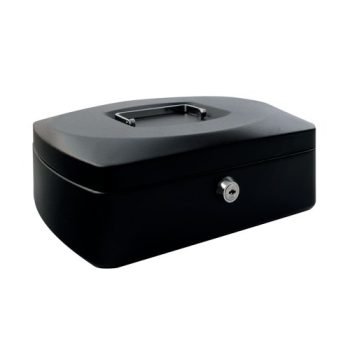 Metal Cash Box 300mm (12 Inch) Key Lock Black CBBK12 - Each