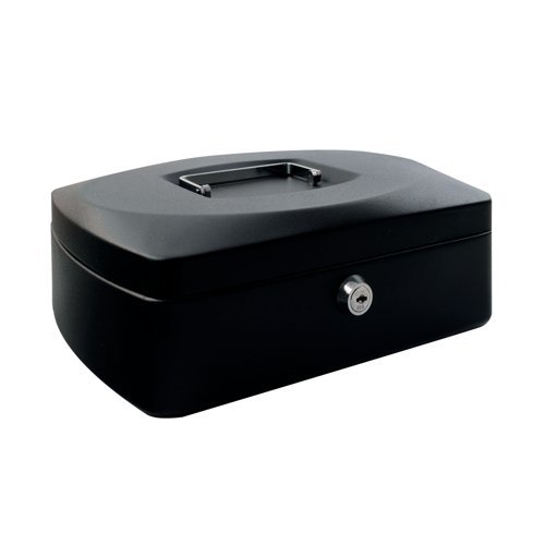 Metal Cash Box 300mm (12 Inch) Key Lock Black CBBK12 - Each