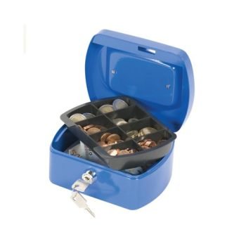 Metal Cash Box 150mm Blue (6 inch) Key Lock CBBL6 - Each