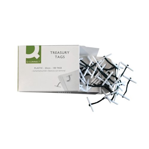 Plastic Ended Treasury Tags Green 25mm 27091/10 - Pack 100