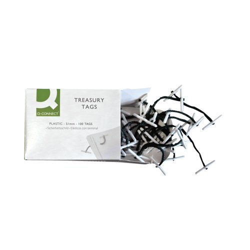 Plastic Ended Treasury Tags Green 51mm 27101/10 - Pack 100