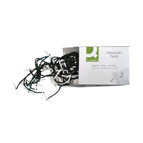 Plastic Ended Treasury Tags Green 101mm 27121/10 - Pack 100