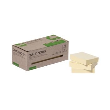 Recycled Sticky Notes 38x51mm Yellow 100 Sheets 21407Y - Pack 12