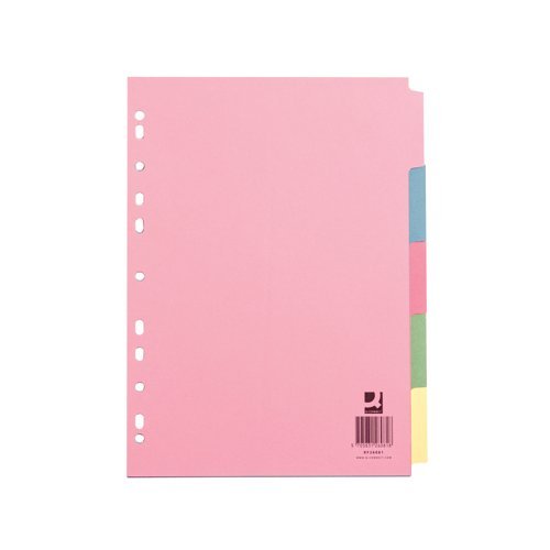 Subject Dividers 5 Part A4 Assorted Colours