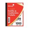Cloakroom or Raffle Tickets Numbered 1-1000 Assorted Colours - Pack 6