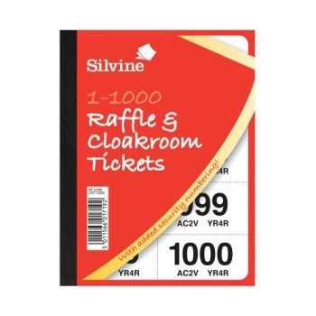 Cloakroom or Raffle Tickets Numbered 1-1000 Assorted Colours - Pack 6
