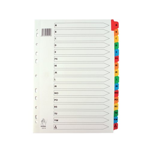 Index Dividers A4 A-Z Colour A4 Mylar Tabs