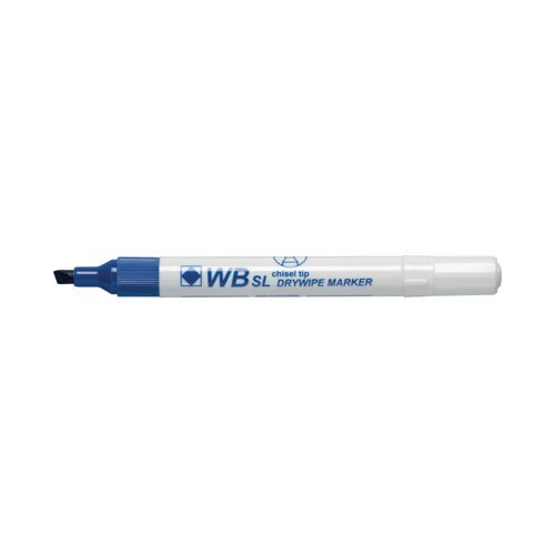 Drywipe Whiteboard Slim Markers Blue Chisel Tip (WBSL) 872003 - Pack 10