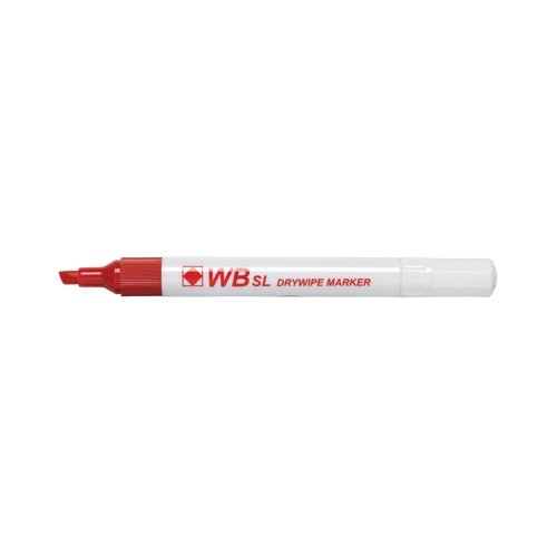 Drywipe Whiteboard Slim Markers Red Chisel Tip (WBSL) 872002 - Pack 10