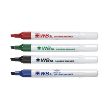 Drywipe Whiteboard Slim Markers Assorted Chisel Tip (WBSL) 8720WT4 - Pack 4