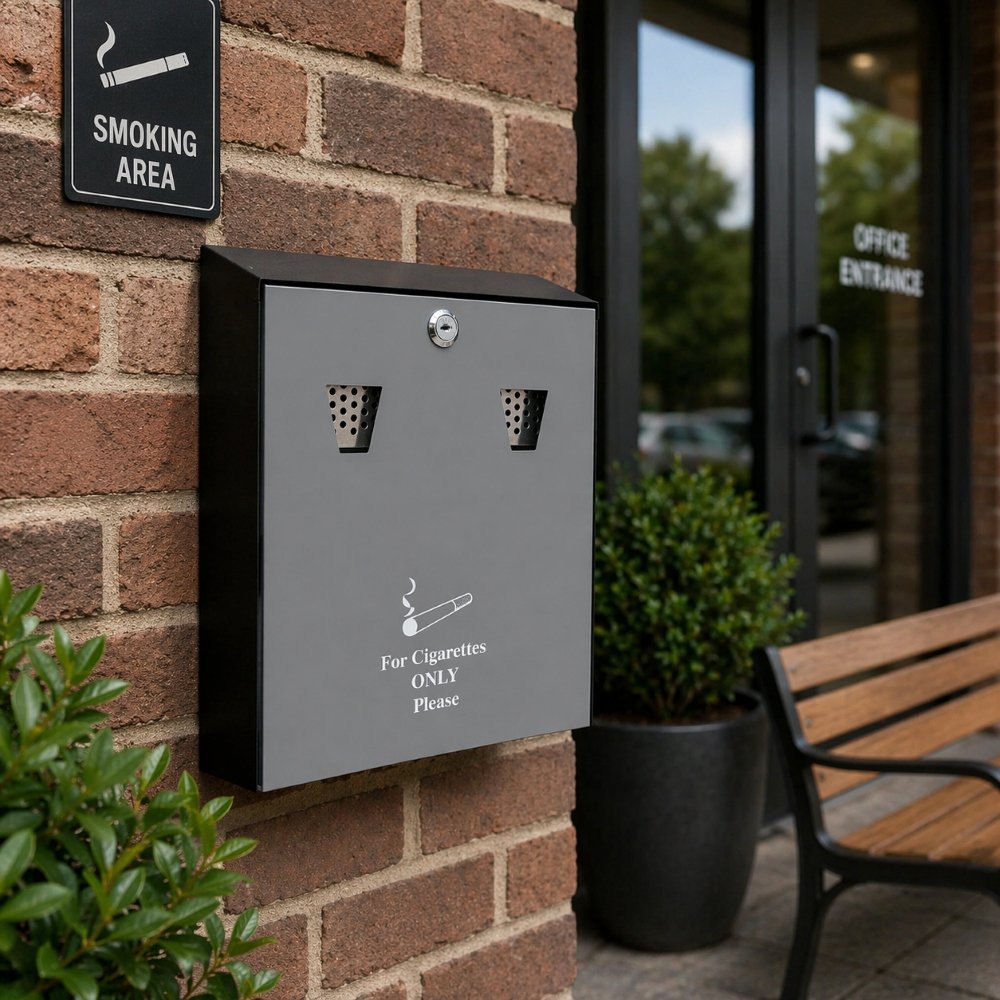 Lockable Ash Bin Wall Mounted - On Building - Fusion Office UK Lockable Ash Bin Wall Mounted - On Building - Fusion Office UK