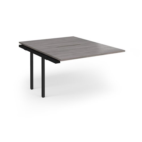 Connex Angled 1200 x 1600 x 725mm Back to Back Add On Bay - Black Frame / Grey Oak Top - ACO1216-AB-K-GO