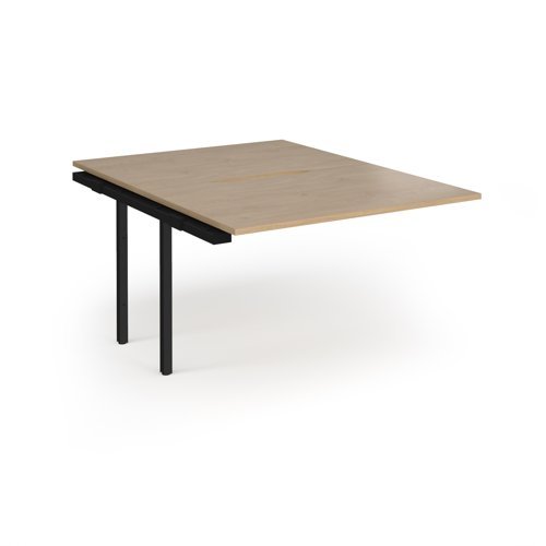 Connex Angled 1200 x 1600 x 725mm Back to Back Add On Bay - Black Frame / Kendal Oak Top - ACO1216-AB-K-KO