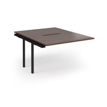 Connex Angled 1200 x 1600 x 725mm Back to Back Add On Bay - Black Frame / Walnut Top - ACO1216-AB-K-W