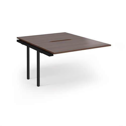Connex Angled 1200 x 1600 x 725mm Back to Back Add On Bay - Black Frame / Walnut Top - ACO1216-AB-K-W
