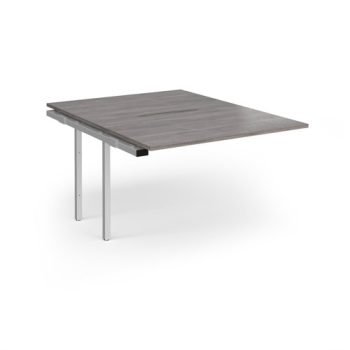Connex Angled 1200 x 1600 x 725mm Back to Back Add On Bay - Silver Frame / Grey Oak Top - ACO1216-AB-S-GO
