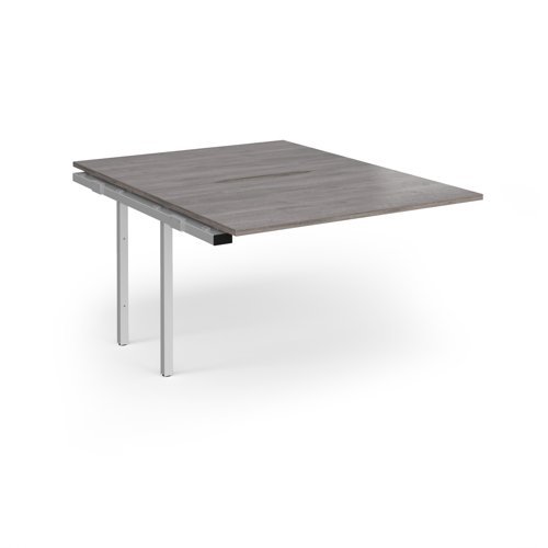 Connex Angled 1200 x 1600 x 725mm Back to Back Add On Bay - Silver Frame / Grey Oak Top - ACO1216-AB-S-GO