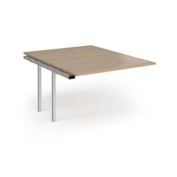 Connex Angled 1200 x 1600 x 725mm Back to Back Add On Bay - Silver Frame / Kendal Oak Top - ACO1216-AB-S-KO