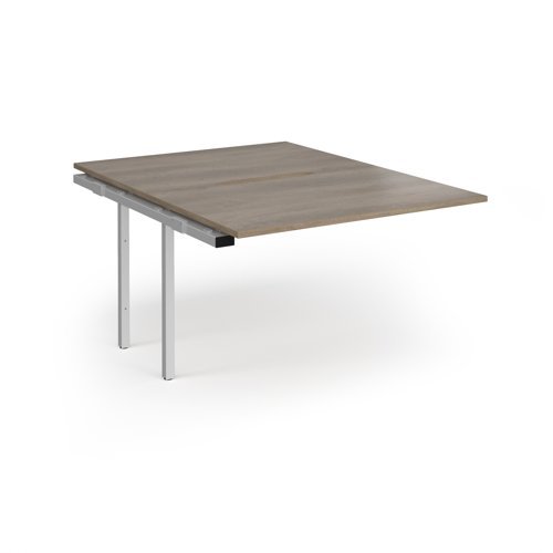 Connex Angled 1200 x 1600 x 725mm Back to Back Add On Bay - Silver Frame / Nebraska Oak Top - ACO1216-AB-S-NO