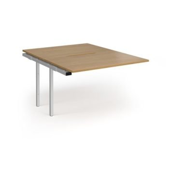 Connex Angled 1200 x 1600 x 725mm Back to Back Add On Bay - Silver Frame / Oak Top - ACO1216-AB-S-O