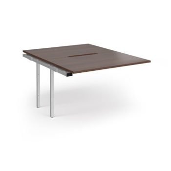 Connex Angled 1200 x 1600 x 725mm Back to Back Add On Bay - Silver Frame / Walnut Top - ACO1216-AB-S-W