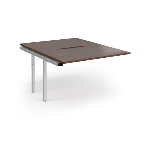 Connex Angled 1200 x 1600 x 725mm Back to Back Add On Bay - Silver Frame / Walnut Top - ACO1216-AB-S-W
