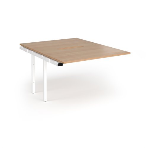 Connex Angled 1200 x 1600 x 725mm Back to Back Add On Bay - White Frame / Beech Top - ACO1216-AB-WH-B